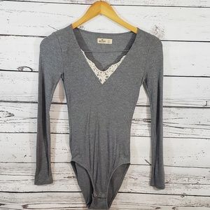 Hollister Gray Ribbed Bodysuit Size XS EUC